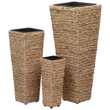 vidaXL Raised Planters 3 pcs water hyacinth brown