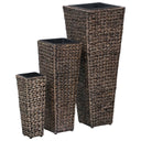 vidaXL Raised Planters 3 pcs water hyacinth brown