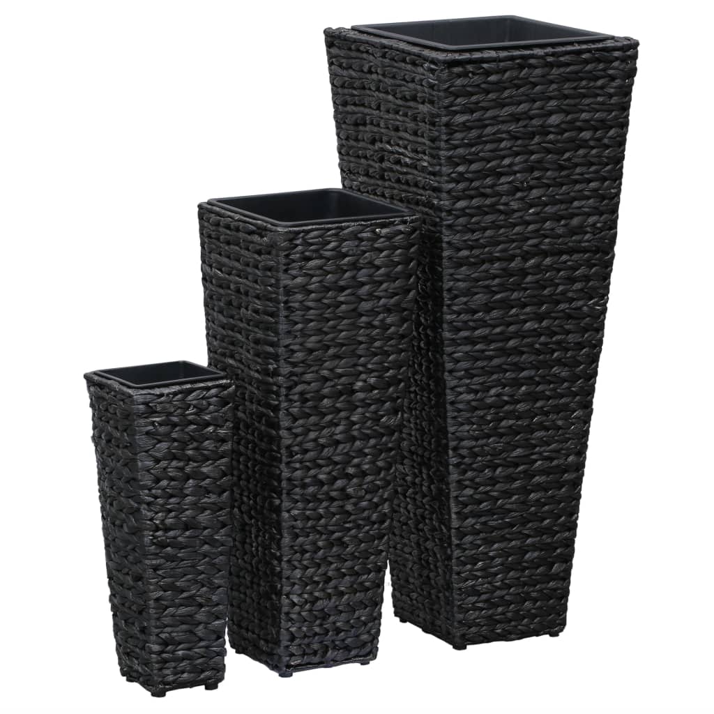 vidaXL Raised Planters 3 pcs water hyacinth brown
