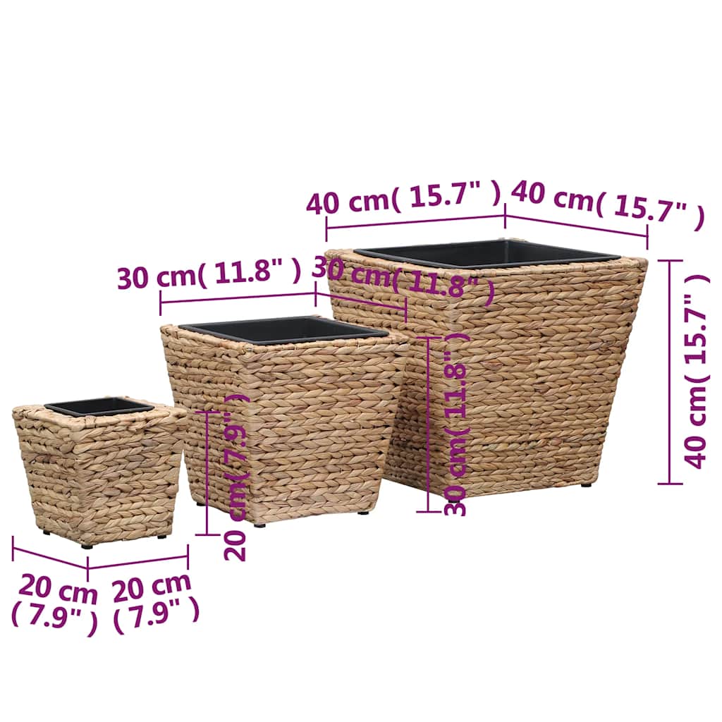 vidaXL Raised Planters 3 pcs water hyacinth