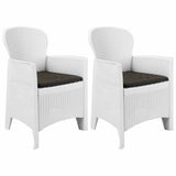 vidaXL Tuinstoel 2 st met kussen rattan-look kunststof wit