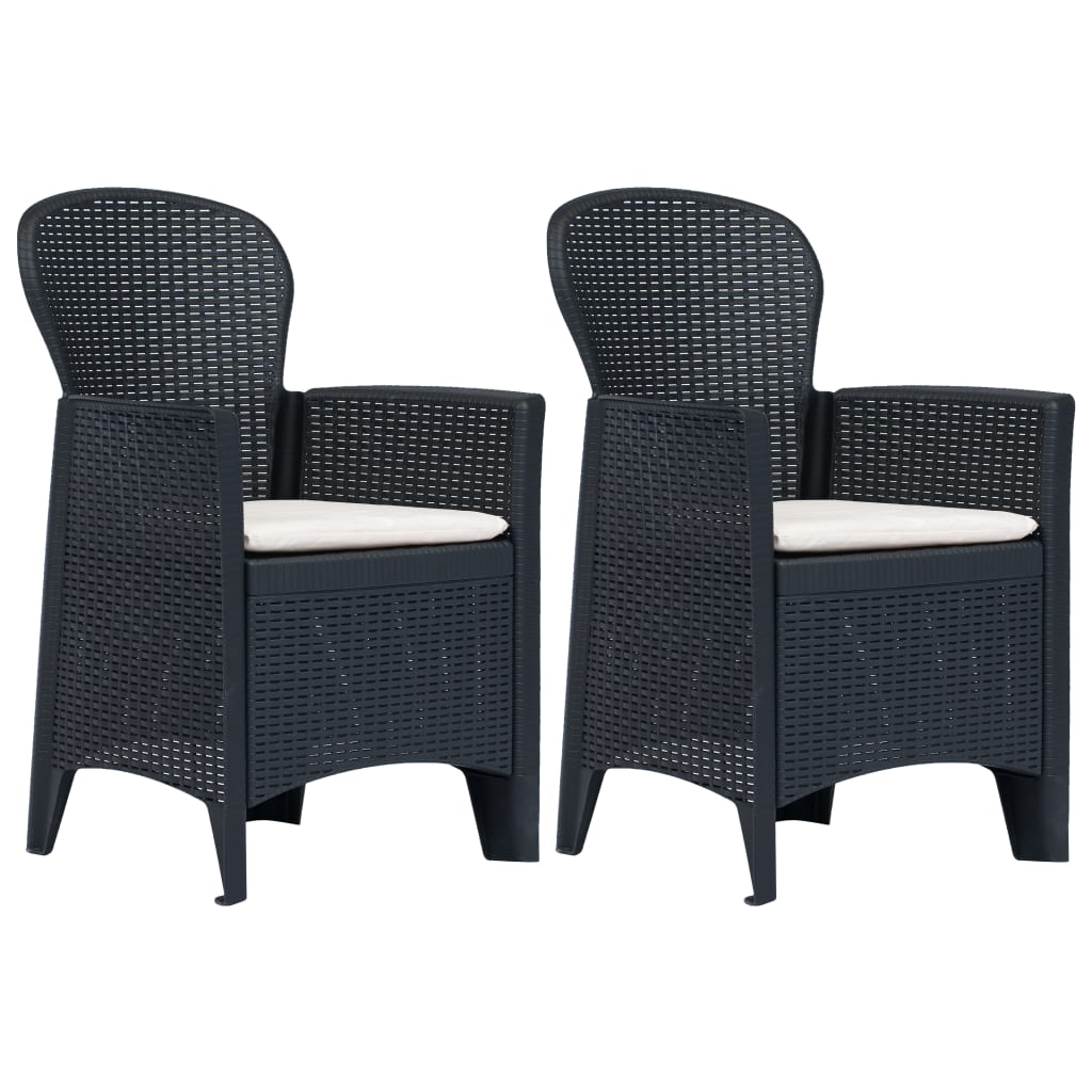 vidaXL Tuinstoel 2 st met kussen rattan-look kunststof wit
