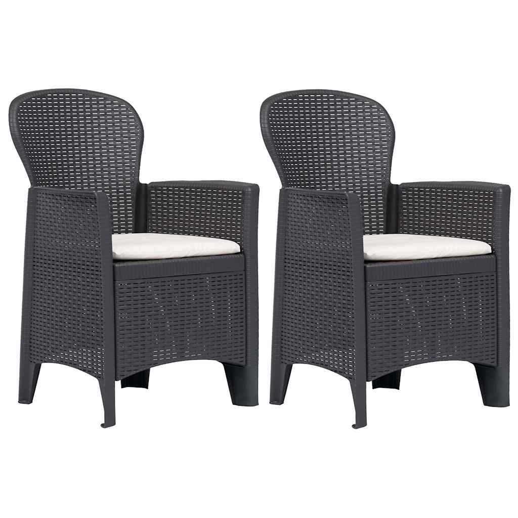 vidaXL Tuinstoel 2 st met kussen rattan-look kunststof wit