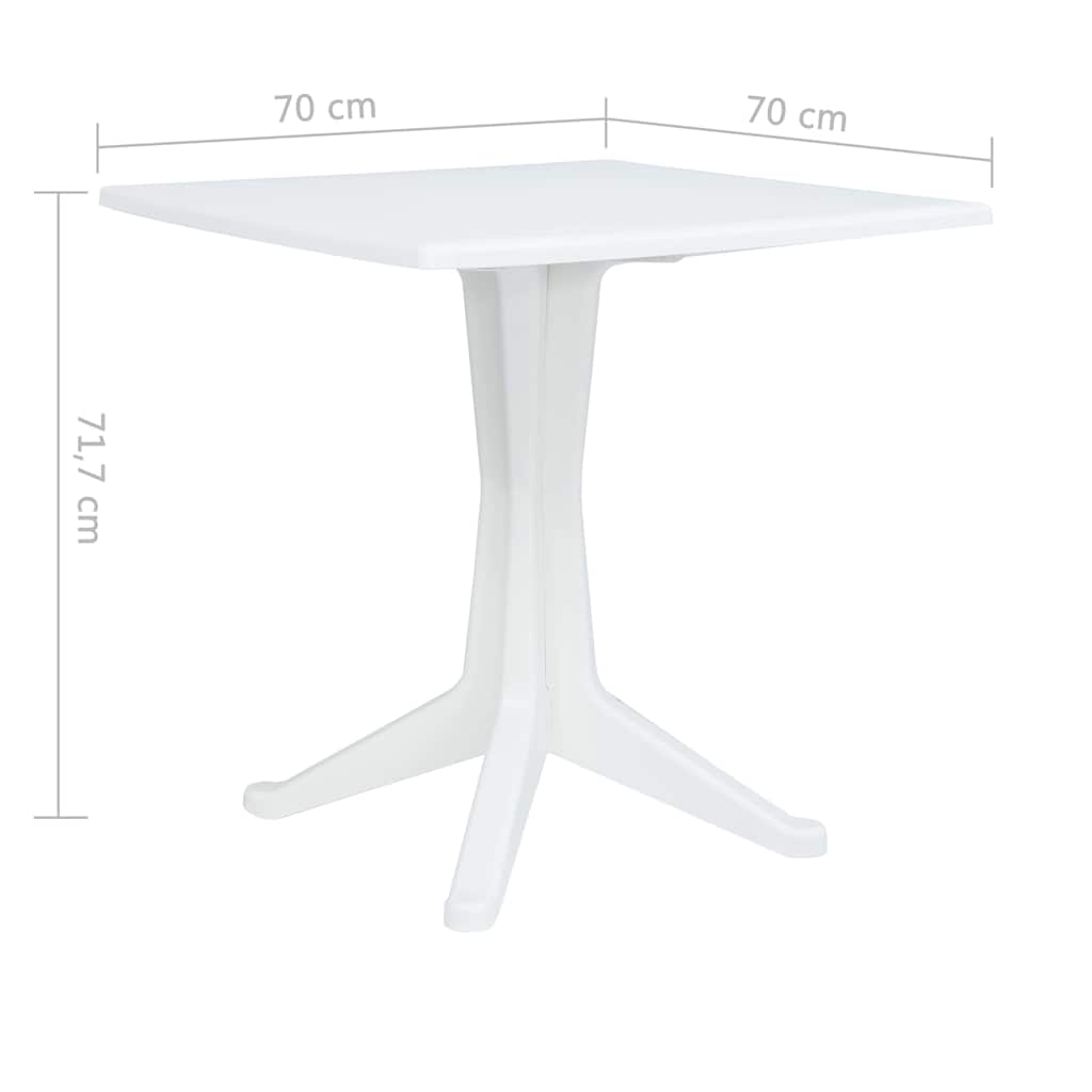 vidaXL Tuin Tafel Wit 70 x 70 x 71.7 cm Kunststof