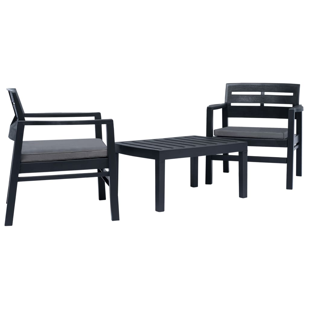 vidaXL 3-delige Loungeset kunststof wit
