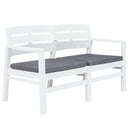 vidaXL 2-Seater Garden Bench with Cushions 133 cm Plastic White
