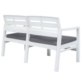 vidaXL 2-Seater Garden Bench with Cushions 133 cm Plastic White