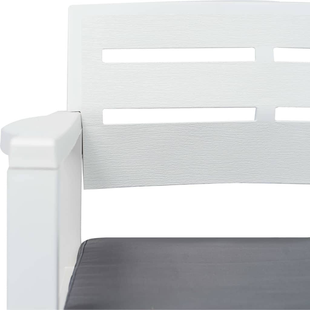 vidaXL 2-Seater Garden Bench with Cushions 133 cm Plastic White