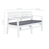 vidaXL 2-Seater Garden Bench with Cushions 133 cm Plastic White
