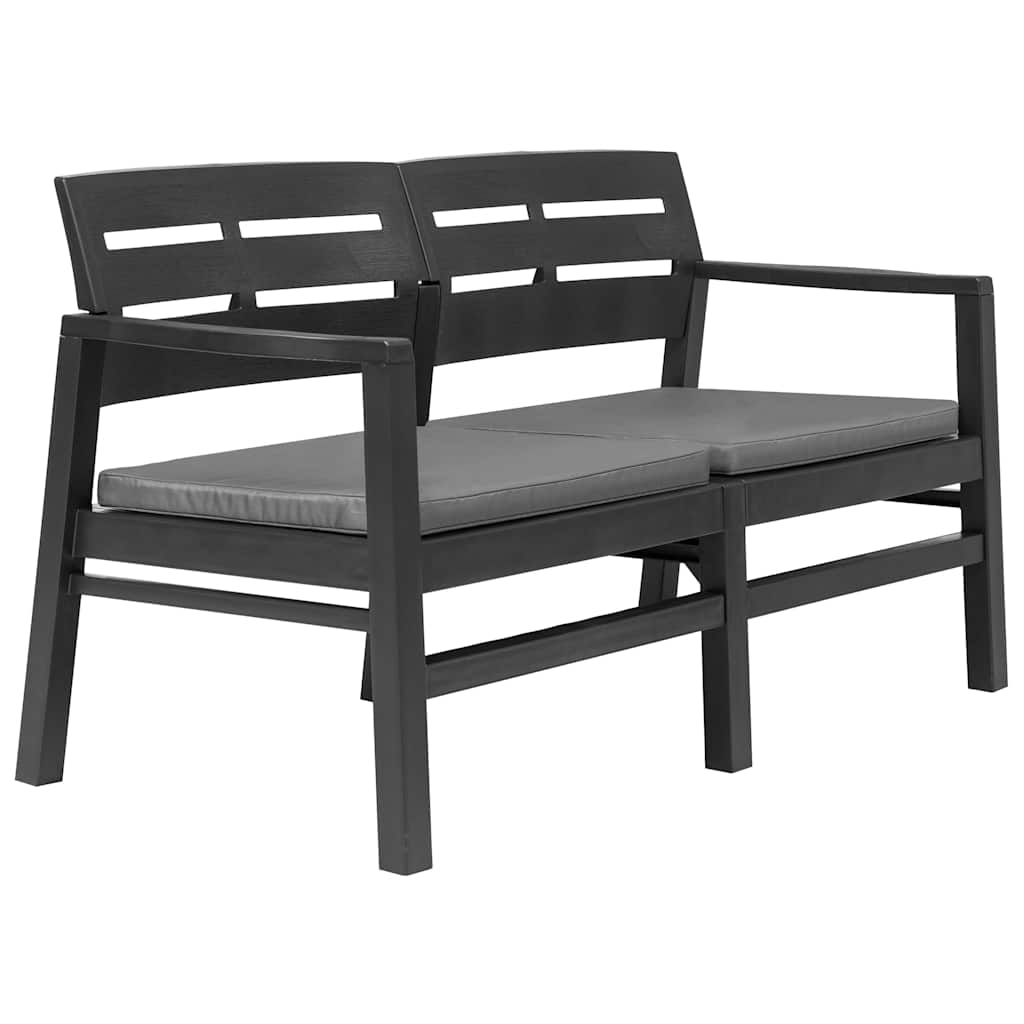 vidaXL 2-Seater Garden Bench with Cushions 133 cm Plastic White