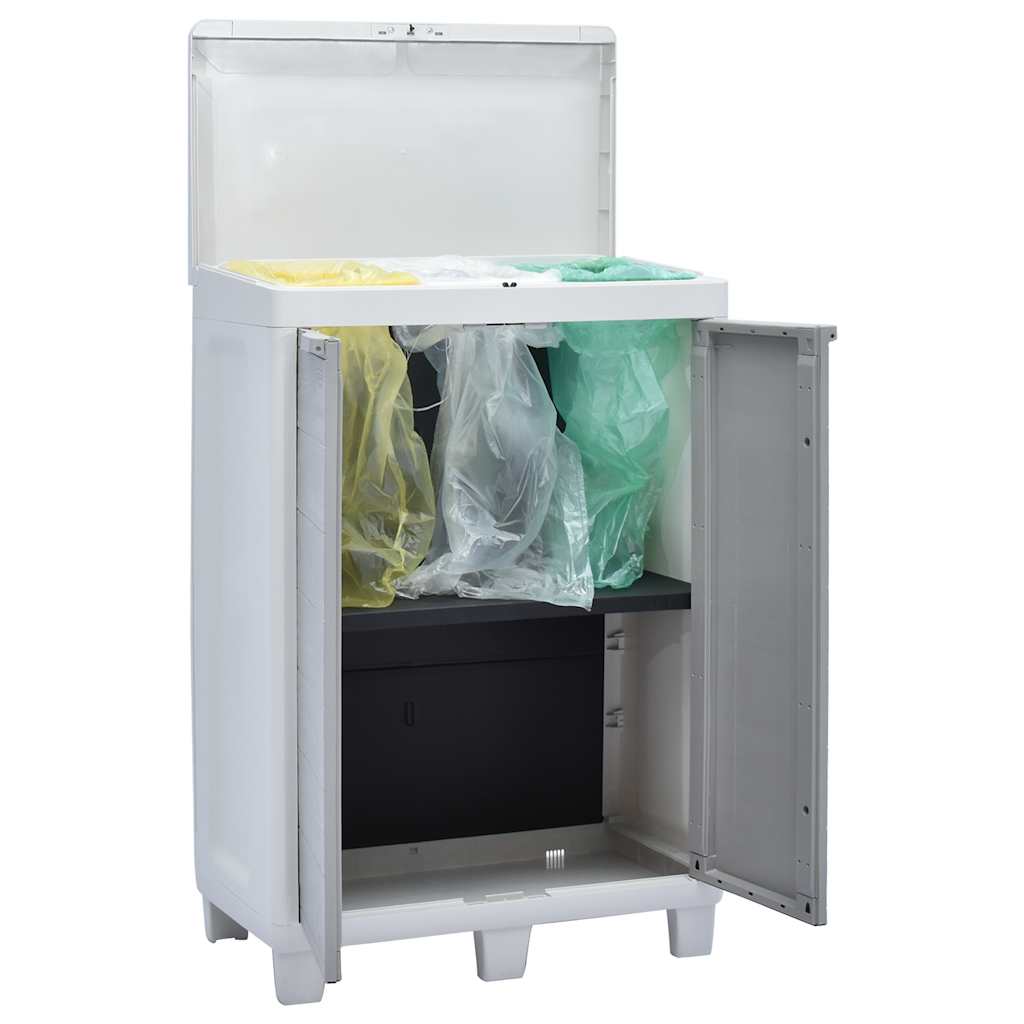 vidaXL Tuinafvalbak met 3 zakken 65x38x102 cm lichtgrijs
