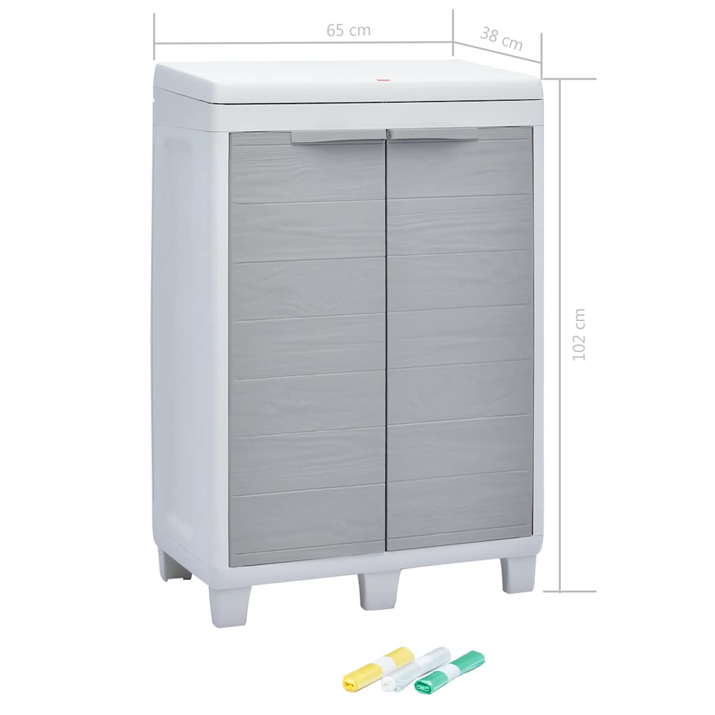vidaXL Tuinafvalbak met 3 zakken 65x38x102 cm lichtgrijs