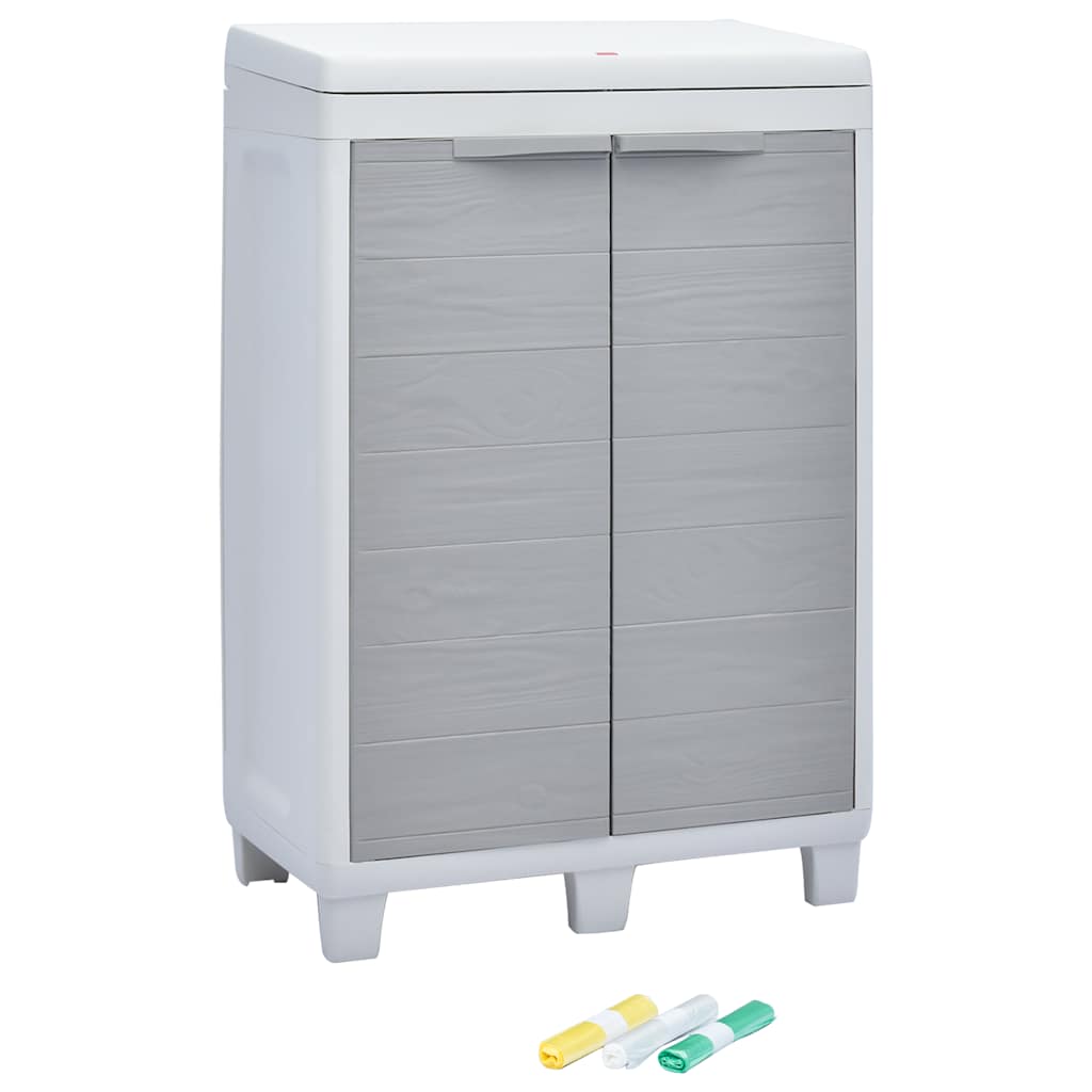 vidaXL Tuinafvalbak met 3 zakken 65x38x102 cm lichtgrijs
