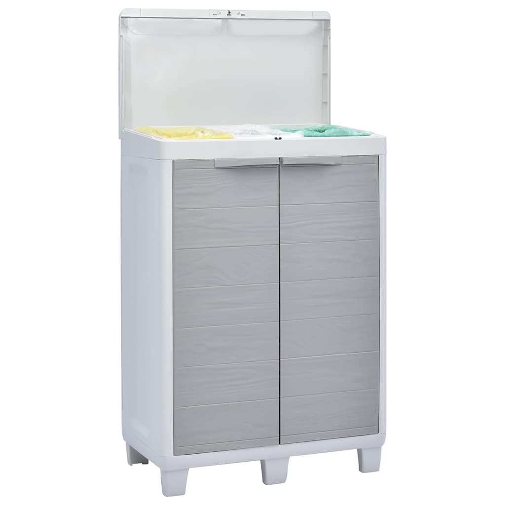 vidaXL Tuinafvalbak met 3 zakken 65x38x102 cm lichtgrijs