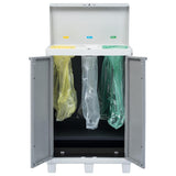 vidaXL Tuinafvalbak met 3 zakken 65x38x102 cm lichtgrijs