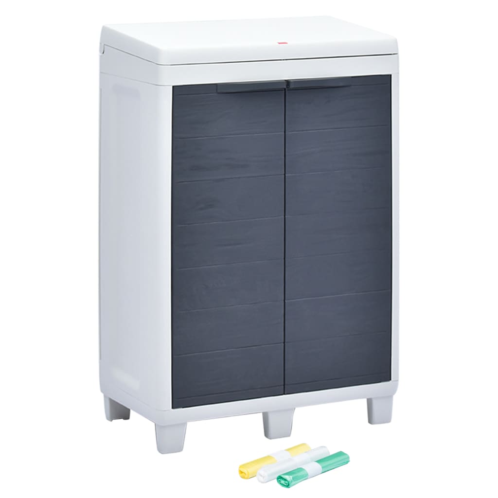vidaXL Tuinafvalbak met 3 zakken 65x38x102 cm lichtgrijs