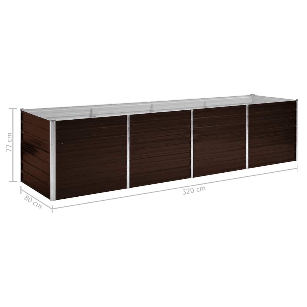 vidaXL Plantenbak verhoogd 160x80x77 cm gegalvaniseerd staal bruin
