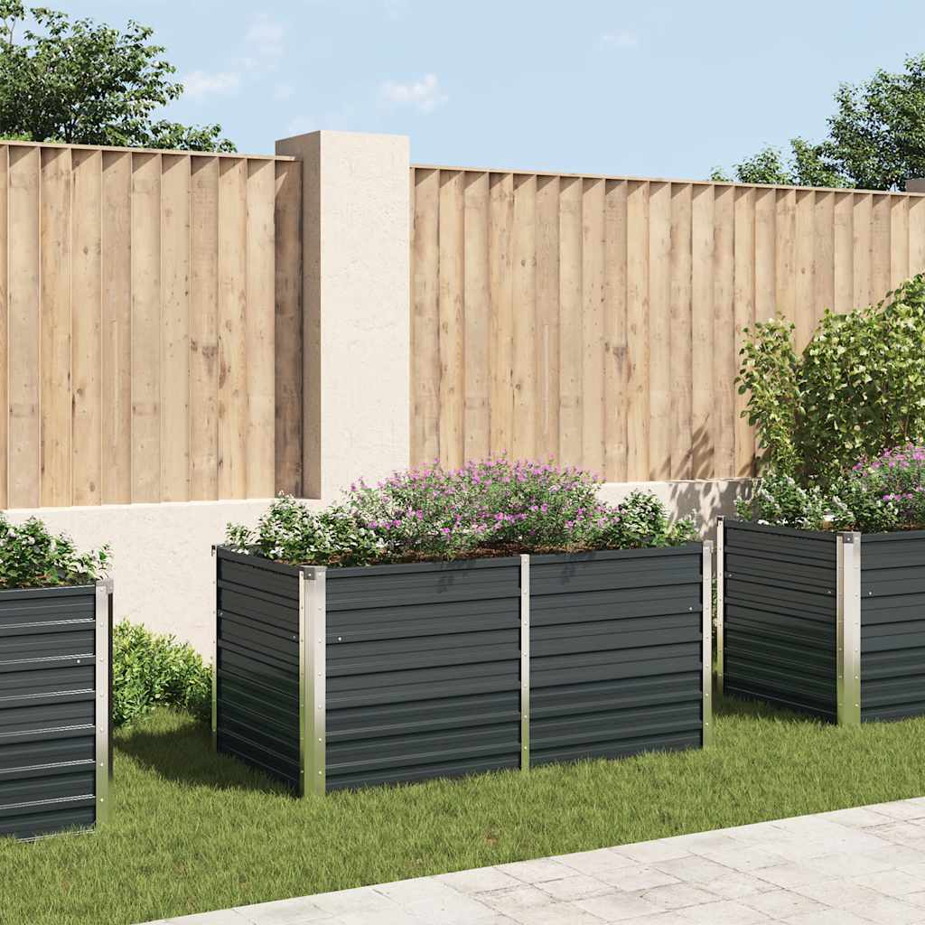 vidaXL Plantenbak verhoogd 160x80x77 cm gegalvaniseerd staal antraciet