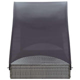 vidaXL Sun Lounger Double with Canopy Poly Rattan Brown