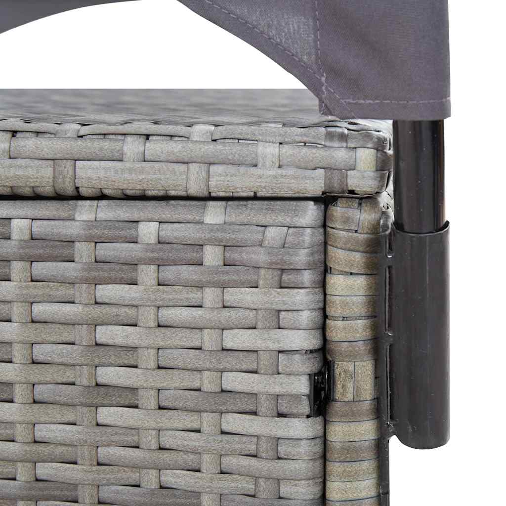 vidaXL Sun Lounger Double with Canopy Poly Rattan Brown