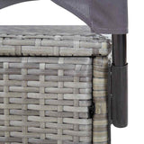 vidaXL Sun Lounger Double with Canopy Poly Rattan Brown