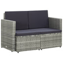 vidaXL 2-Seater Garden Bench with Cushions Poly Rattan Grey