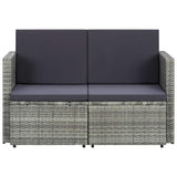 vidaXL 2-Seater Garden Bench with Cushions Poly Rattan Grey
