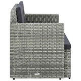vidaXL 2-Seater Garden Bench with Cushions Poly Rattan Grey