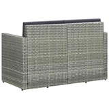vidaXL 2-Seater Garden Bench with Cushions Poly Rattan Grey