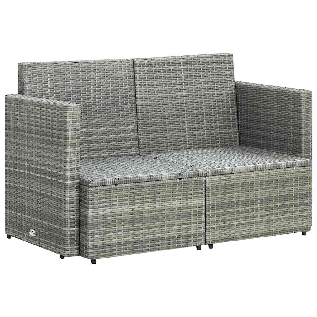 vidaXL 2-Seater Garden Bench with Cushions Poly Rattan Grey