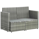 vidaXL 2-Seater Garden Bench with Cushions Poly Rattan Grey