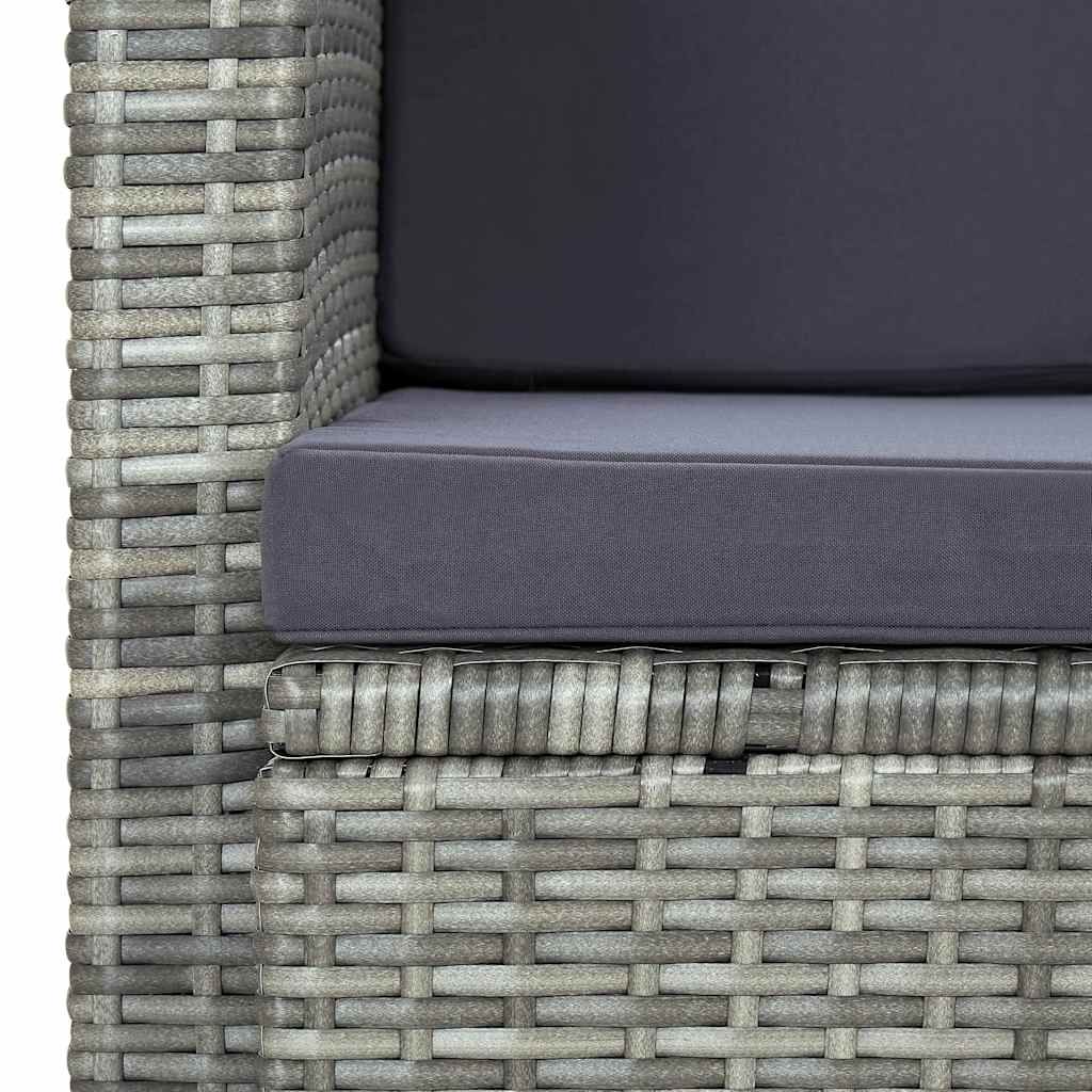 vidaXL 2-Seater Garden Bench with Cushions Poly Rattan Grey