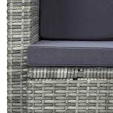 vidaXL 2-Seater Garden Bench with Cushions Poly Rattan Grey
