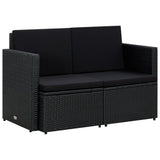 vidaXL 2-Seater Garden Bench with Cushions Poly Rattan Grey