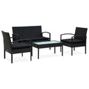 vidaXL 4-delige Loungeset met kussens poly rattan bruin