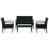 vidaXL 4-delige Loungeset met kussens poly rattan bruin