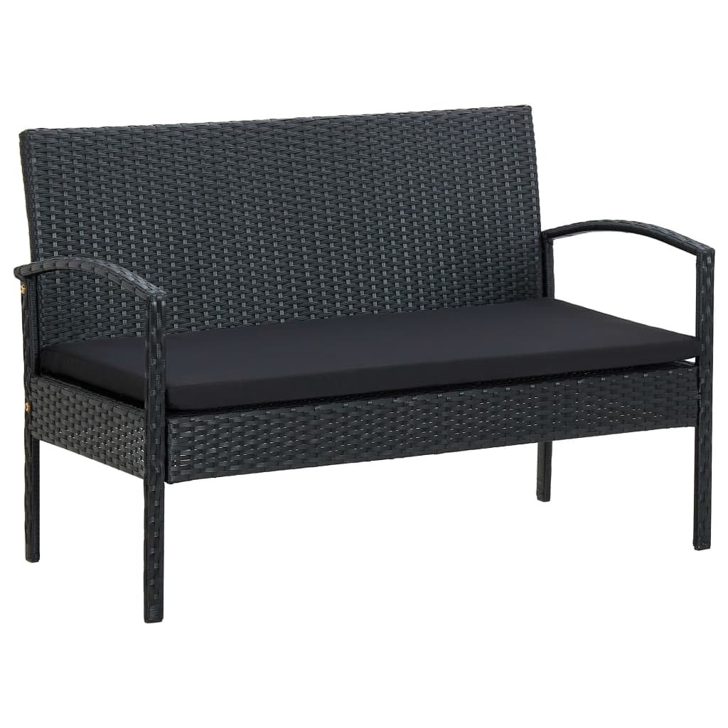 vidaXL 4-delige Loungeset met kussens poly rattan bruin