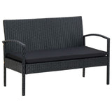 vidaXL 4-delige Loungeset met kussens poly rattan bruin