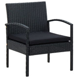 vidaXL 4-delige Loungeset met kussens poly rattan bruin