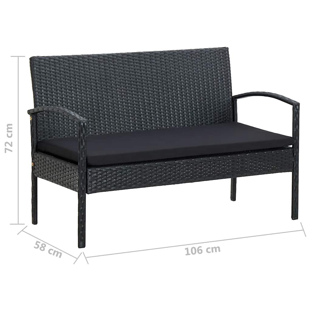 vidaXL 4-delige Loungeset met kussens poly rattan bruin