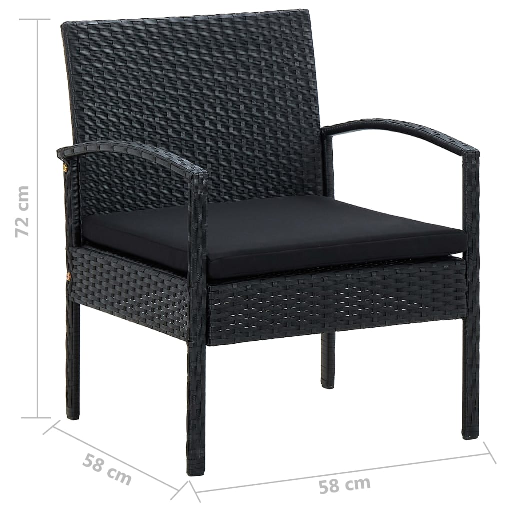 vidaXL 4-delige Loungeset met kussens poly rattan bruin