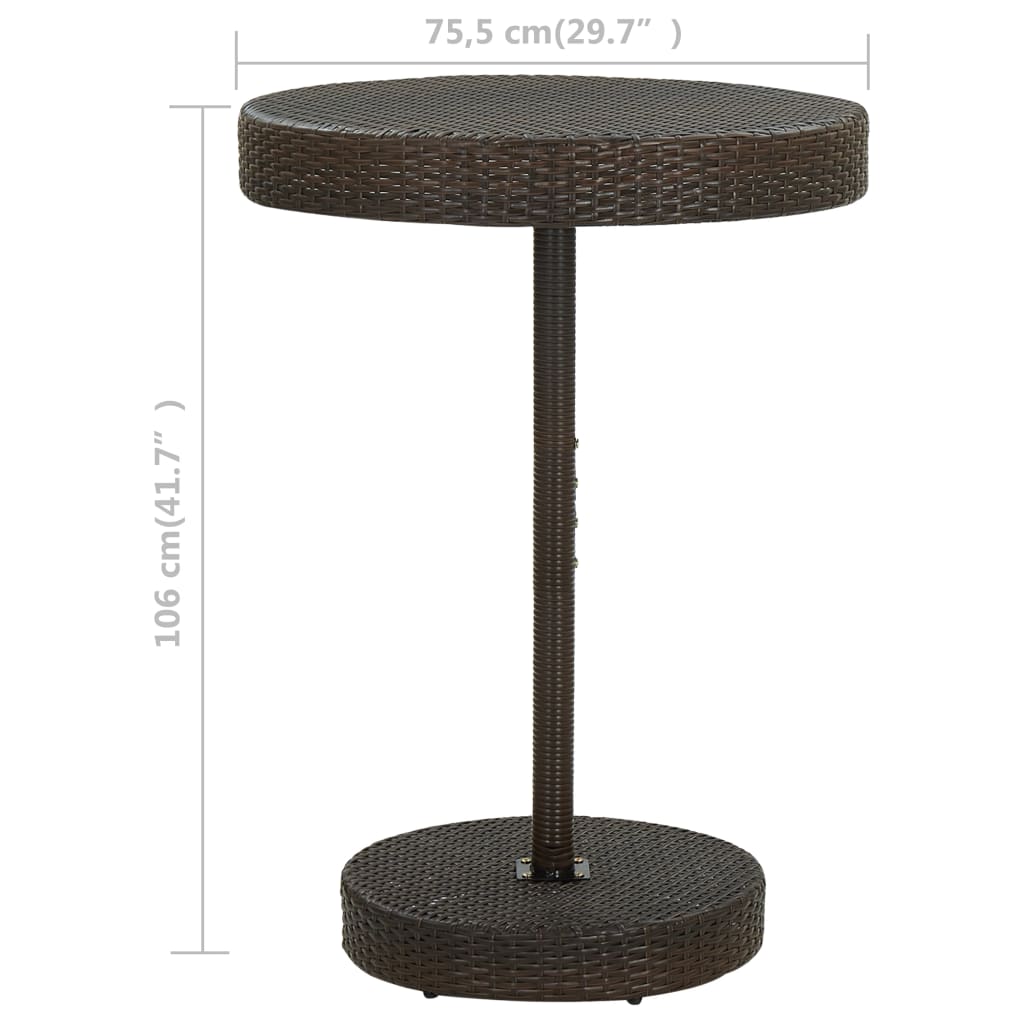 vidaXL Tuintafel 75,5x106 cm poly rattan bruin