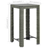 vidaXL Tuinbartafel 60,5x60,5x110,5 cm poly rattan bruin