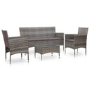 vidaXL 4-Piece Lounge Set with Cushions Poly Rattan Brown