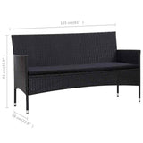 vidaXL 4-Piece Lounge Set with Cushions Poly Rattan Brown