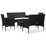 vidaXL 5-delige Loungeset met kussens poly rattan bruin