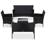 vidaXL 5-delige Loungeset met kussens poly rattan bruin