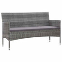 vidaXL Tuinbank 3-zits met kussens poly rattan grijs