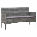 vidaXL Tuinbank 3-zits met kussens poly rattan grijs