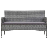 vidaXL Tuinbank 3-zits met kussens poly rattan grijs
